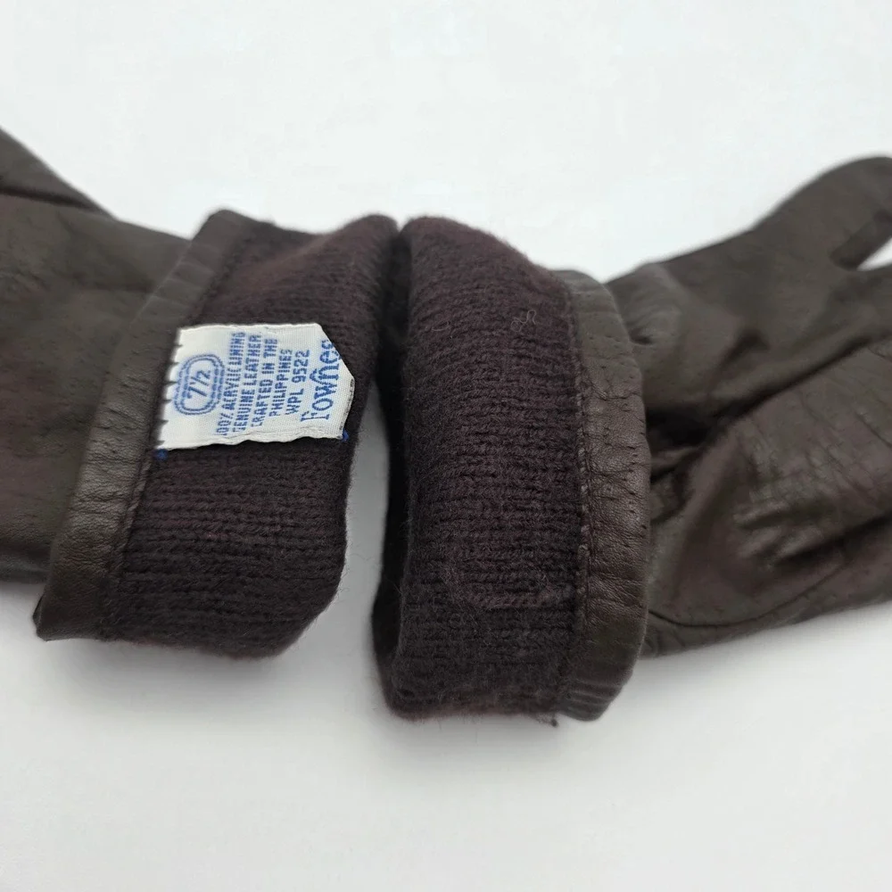 Fownes Vintage Leather Driving Gloves Women 7.5 Brown Lined Old‎ Money Classic
